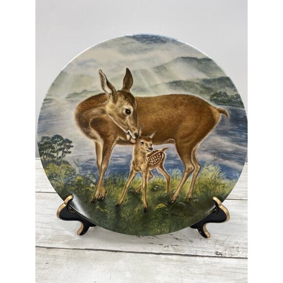1985 Edwin M Knowles Signs of Love A Reassuring Touch #6 Deer Wildlife Plate - Picture 4 of 12